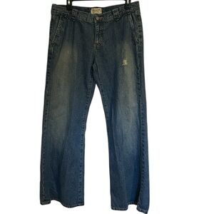 Vtg Abercrombie & Fitch Low Rise Distressed Wide Leg Jeans Y2K Size 10